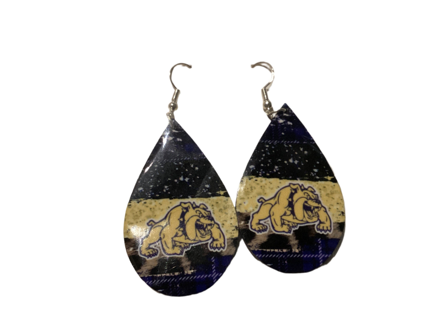 Large Sublimated Teardrop Earrings - McHi Bulldogs trio design