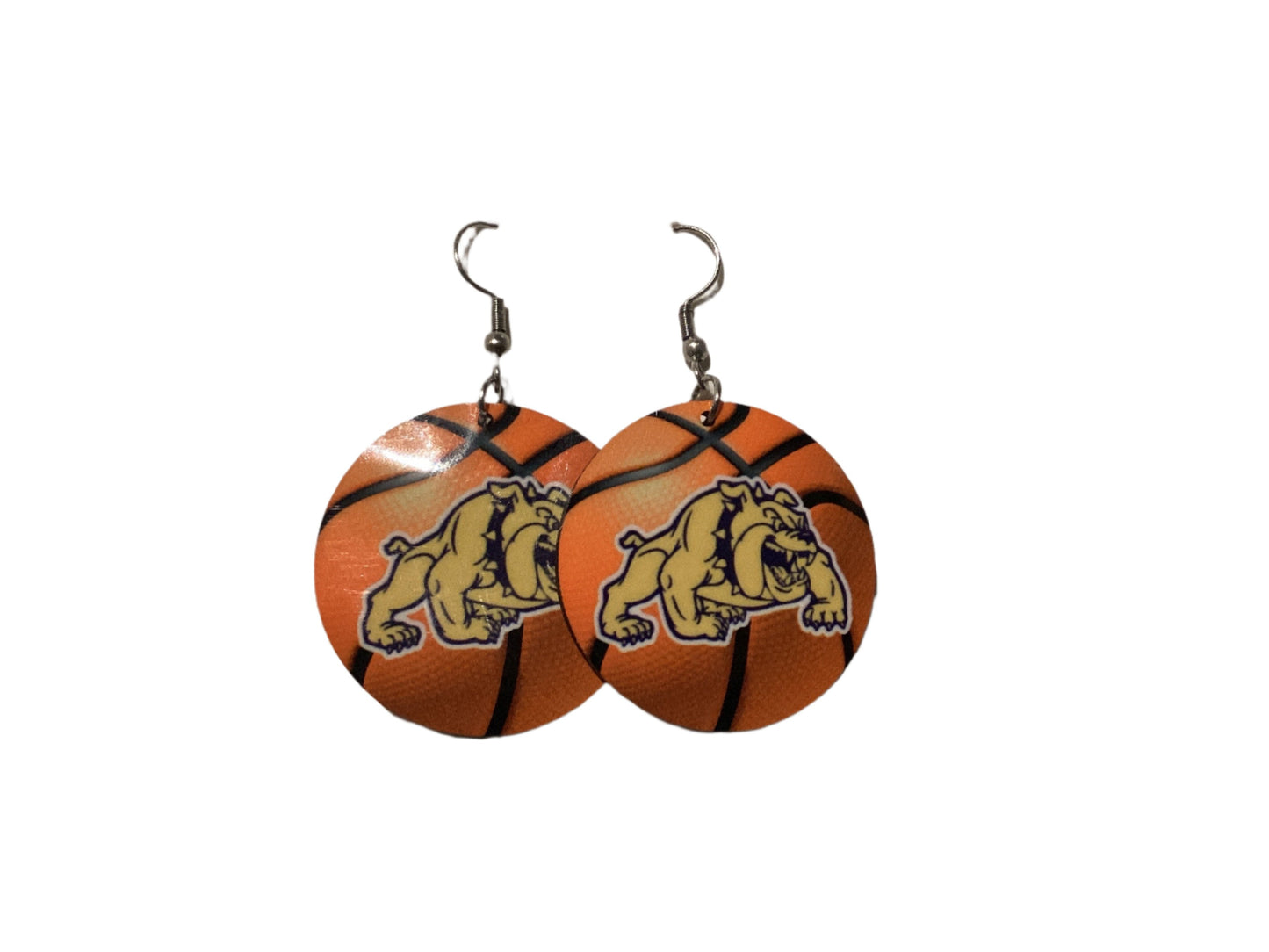 Round Sublimated Basketball Earrings - McHi Bulldogs