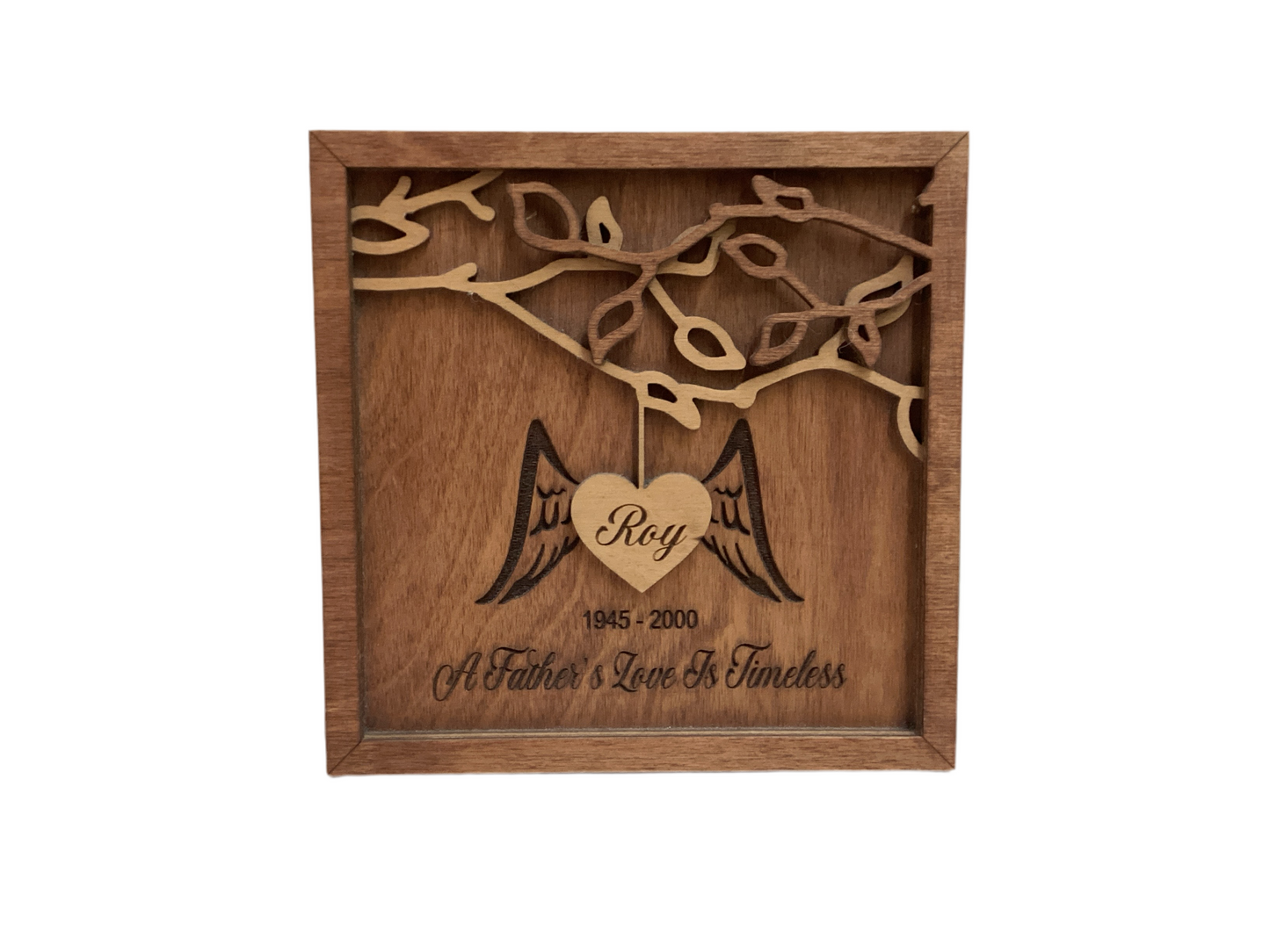 Wood Plaque Angel Wings - Dad - A Father’s Love is Timeless