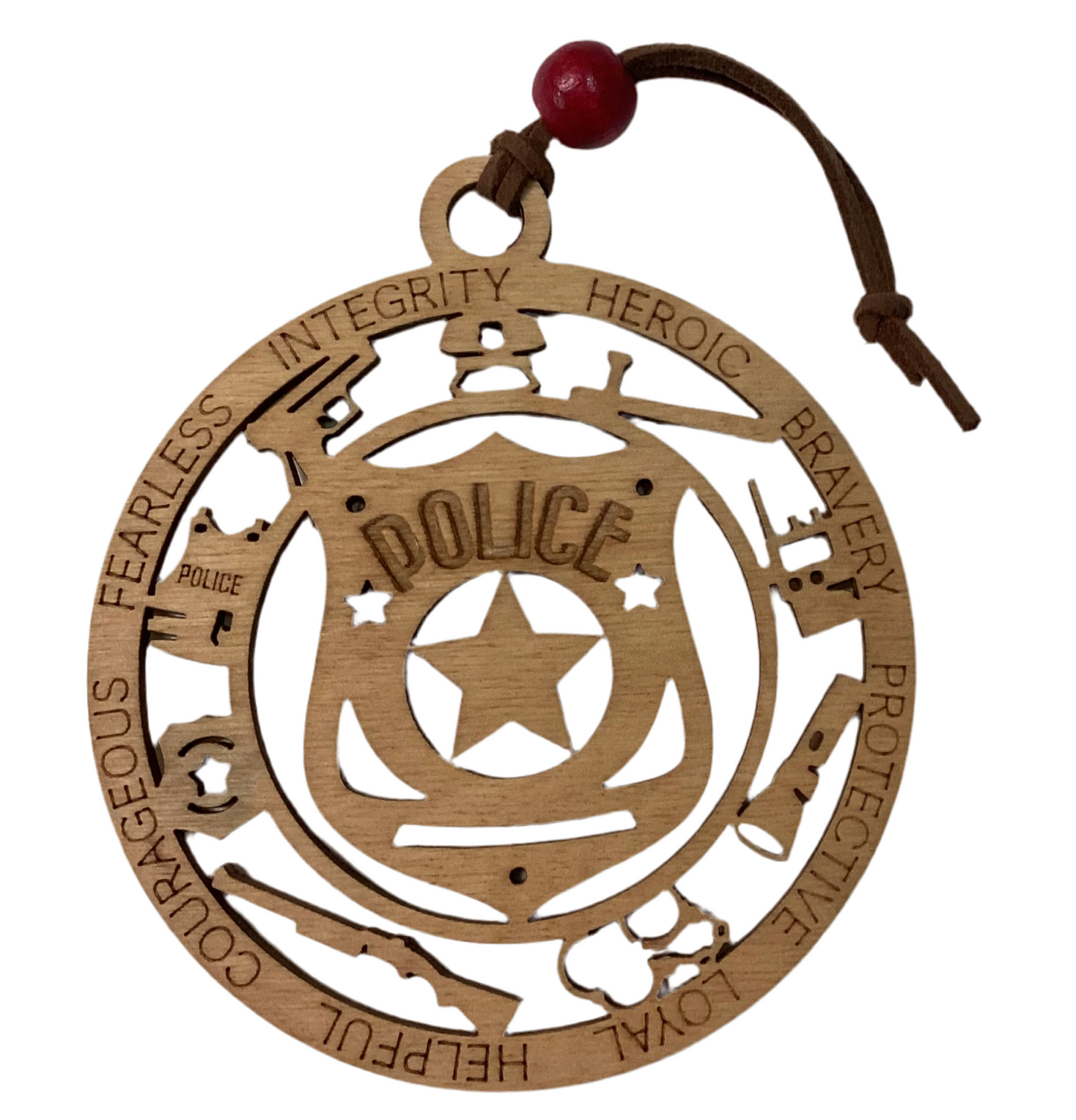 Wood 1 Layer Ornament - Police Badge