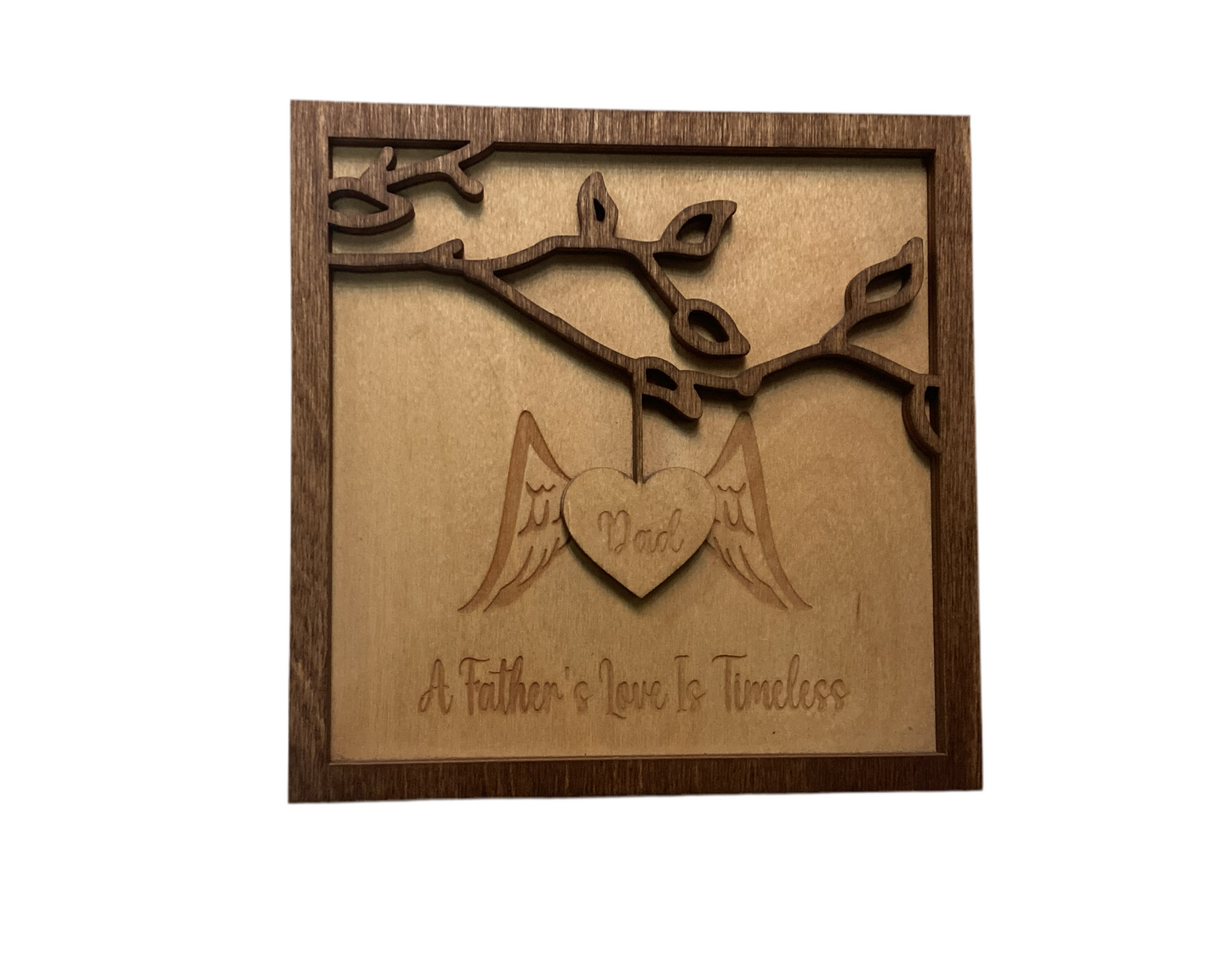 Wood plaque - Hanging Heart A fathers love is timeless