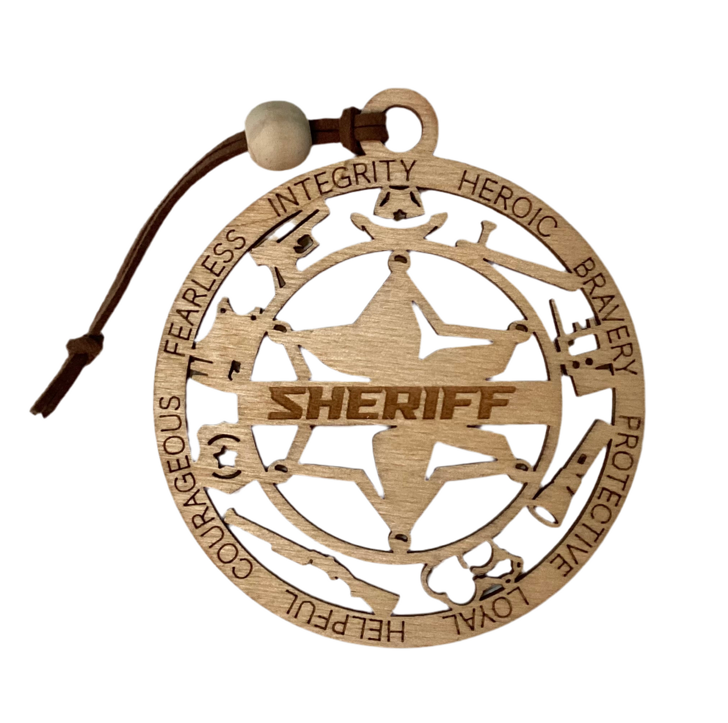 Wood 1 Layer Ornament - Sheriff Badge