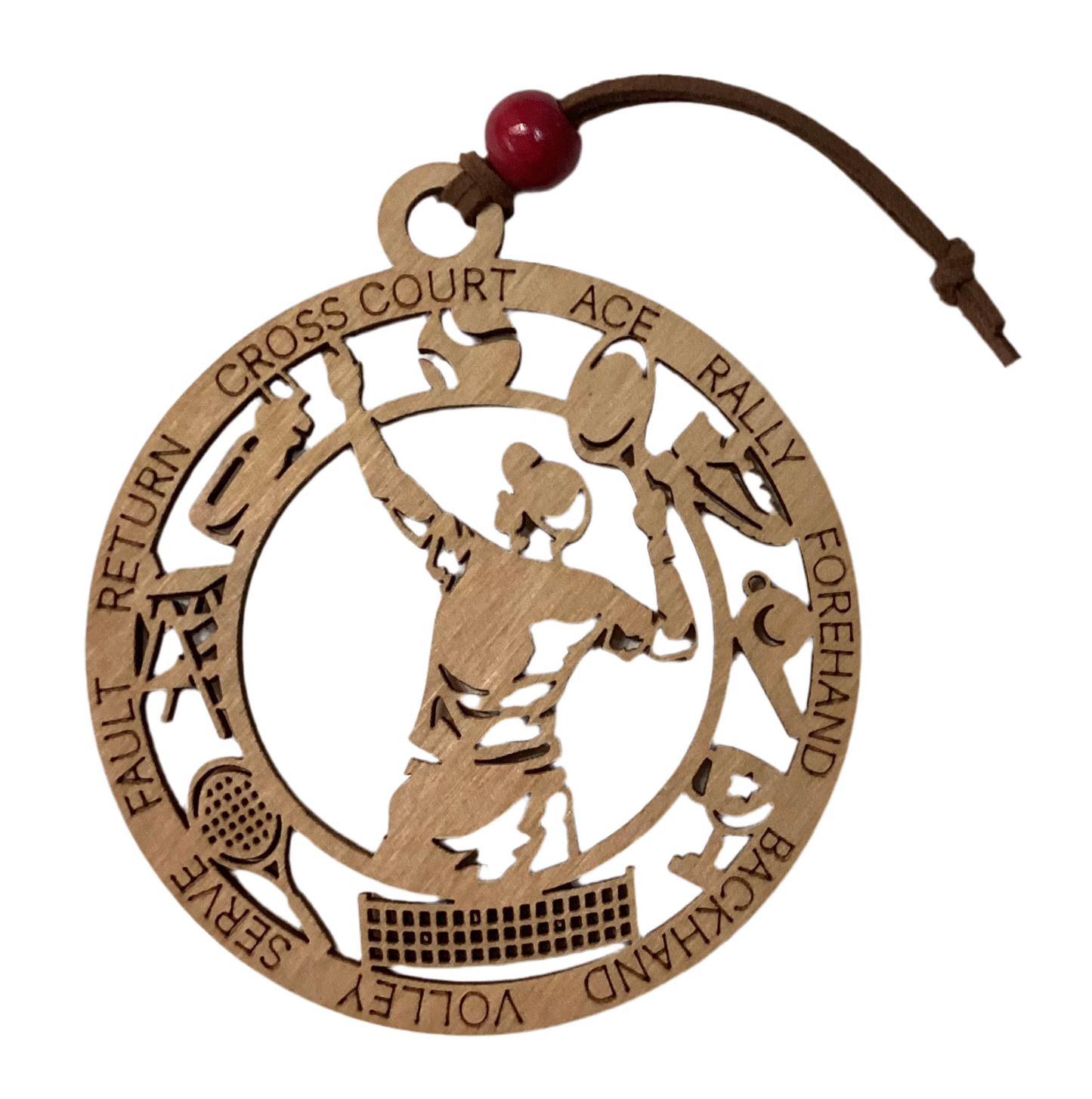 Wood 1 Layer Ornament - Tennis Player Boy