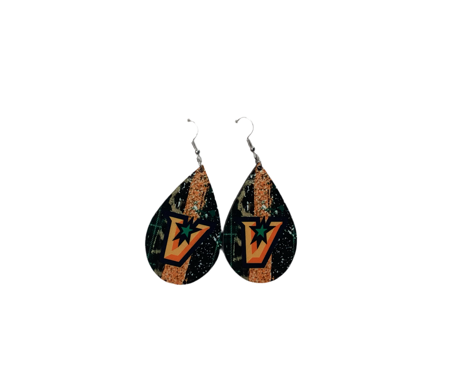 Large Teardrop Sublimated Earrings - UTRGV Vaqueros