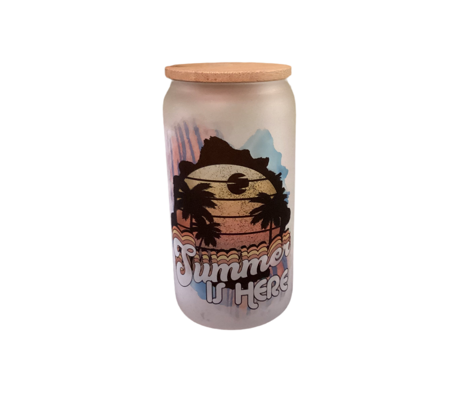 16 oz Frosted Glass Cup - Summer is Here