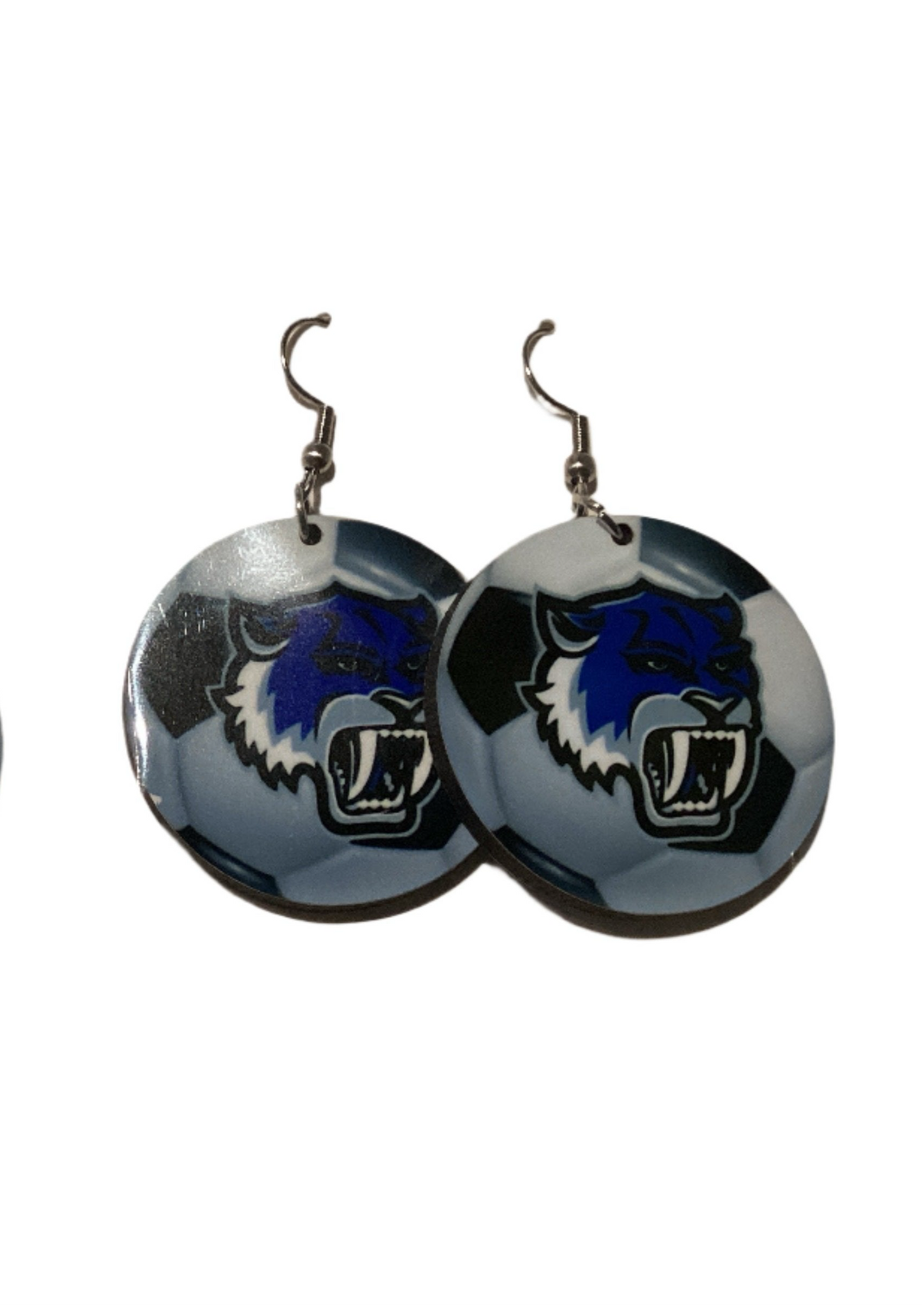 Round Sublimated Soccer Earrings - Vela Sabercats