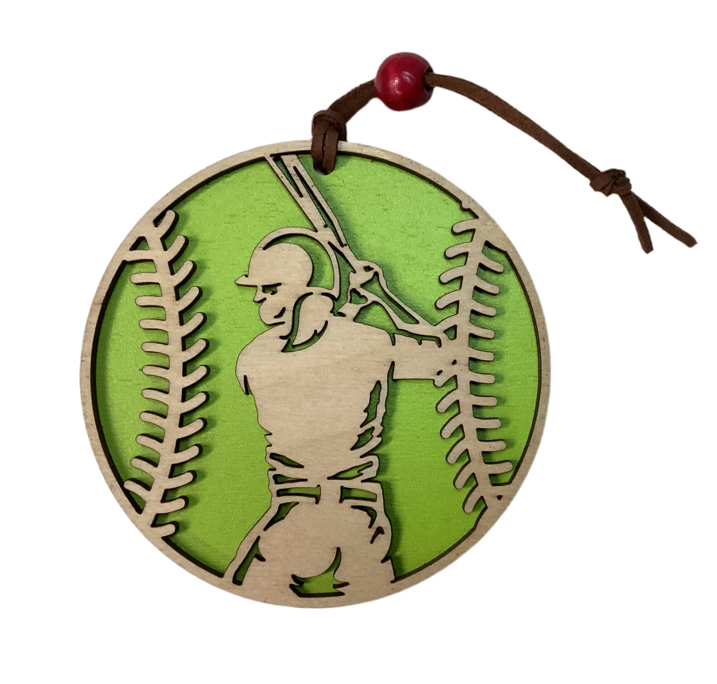 Wood 2 layer ornament - Softball