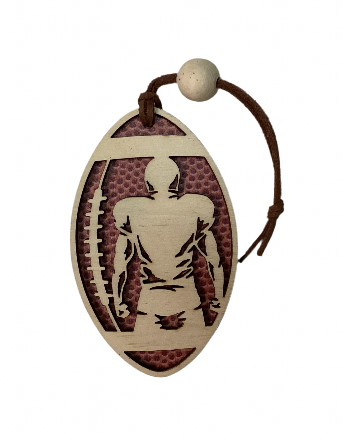 Wood 2 layer ornament- Football