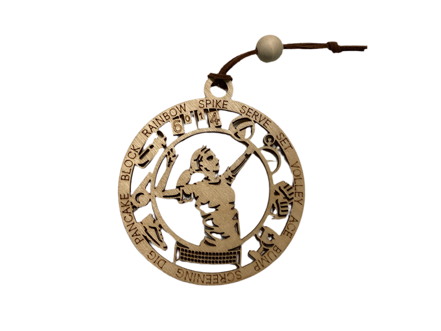 Wood 1 Layer Ornament - Volleyball