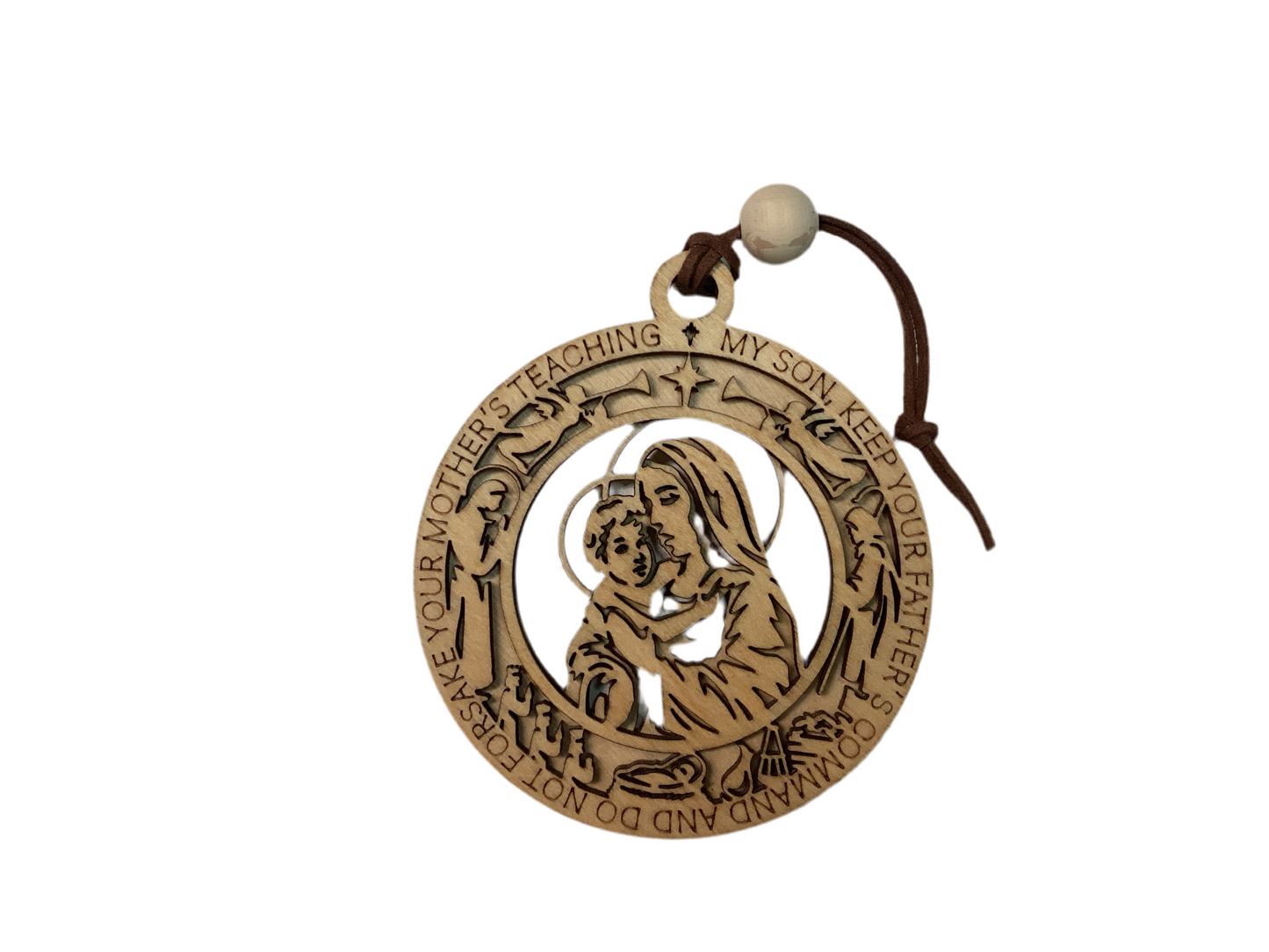 Wood 2 Layer Ornament Mary Baby Jesus