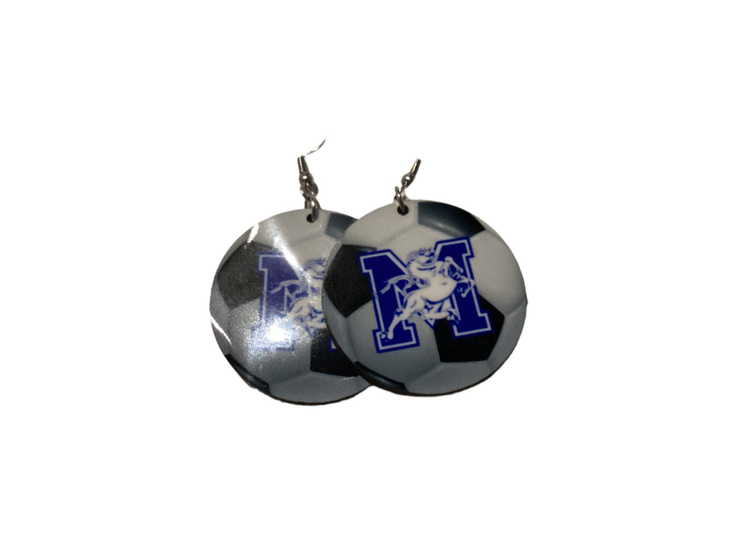 Round Sublimated Soccer Earrings - Morris Stallions