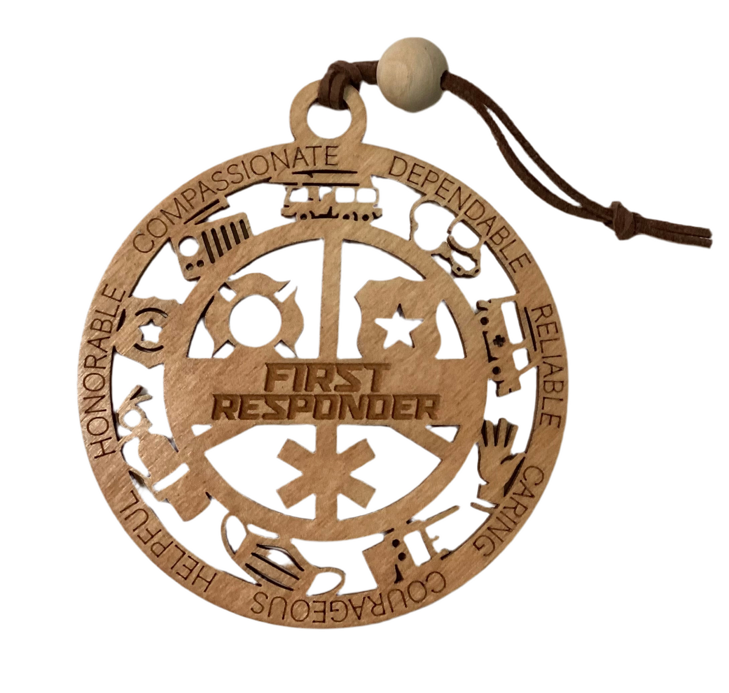 Wood 1 Layer Ornament - First Responder