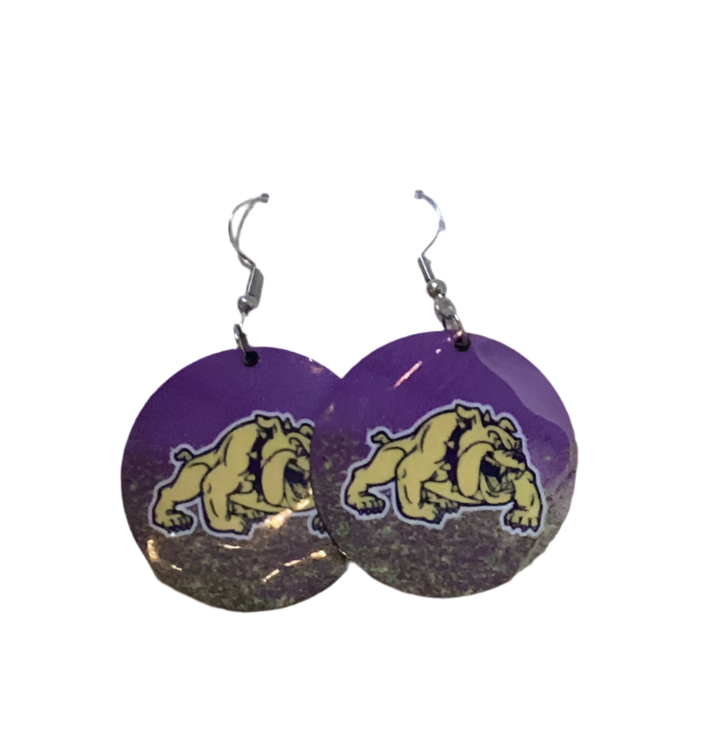 Round Sublimated Bulldog Earrings
