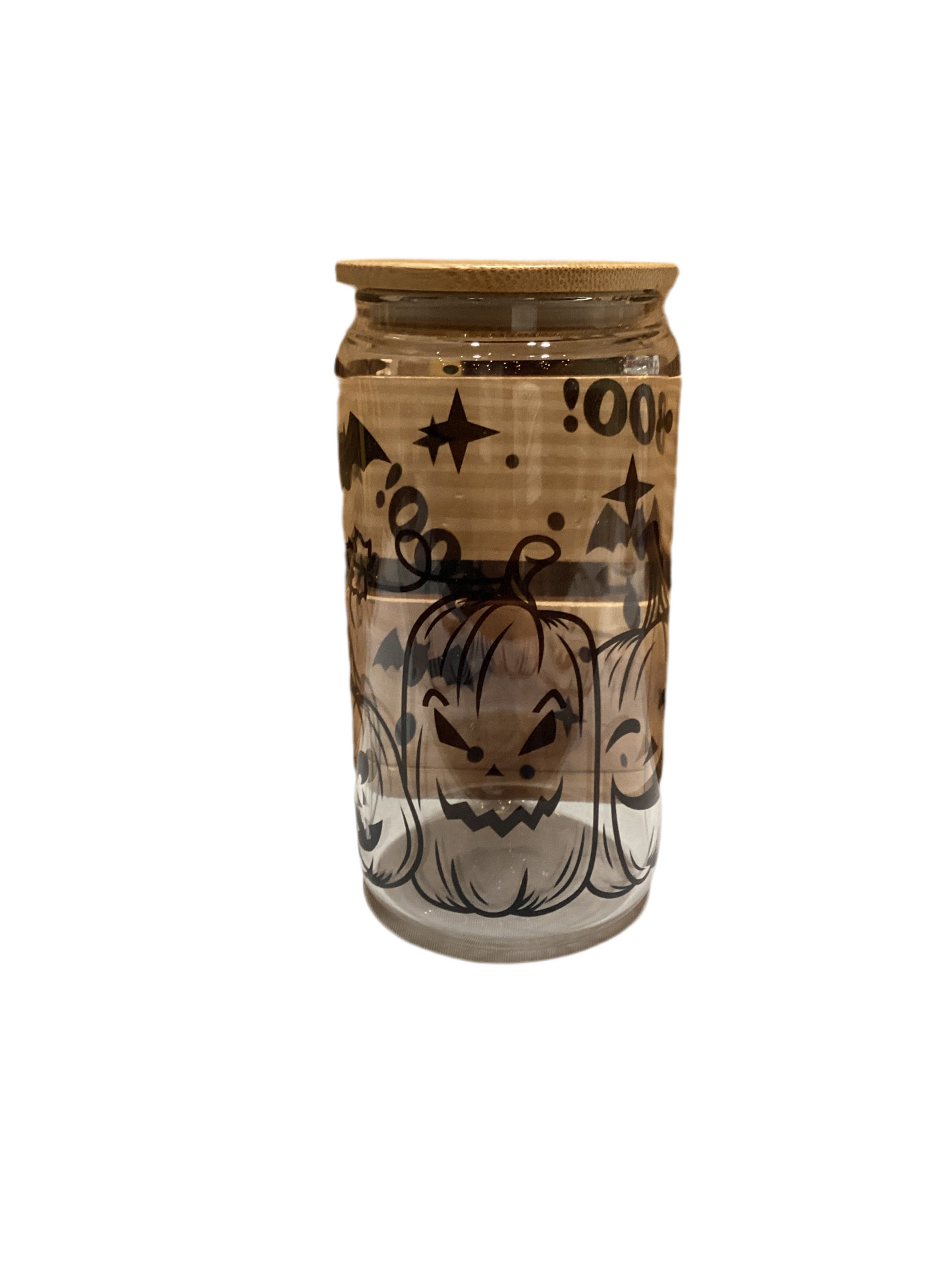 16 oz Glass Cup - Pumpkins Boo