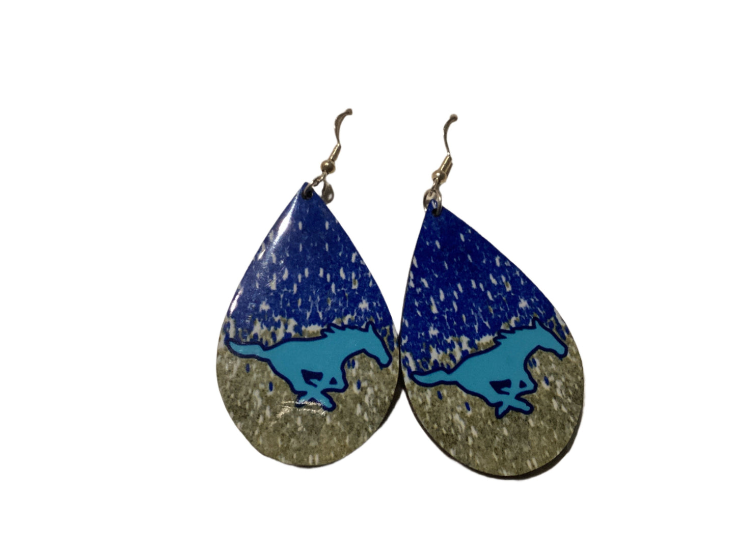 Large Sublimated Teardrop Earrings - Memorial Mustangs ombré