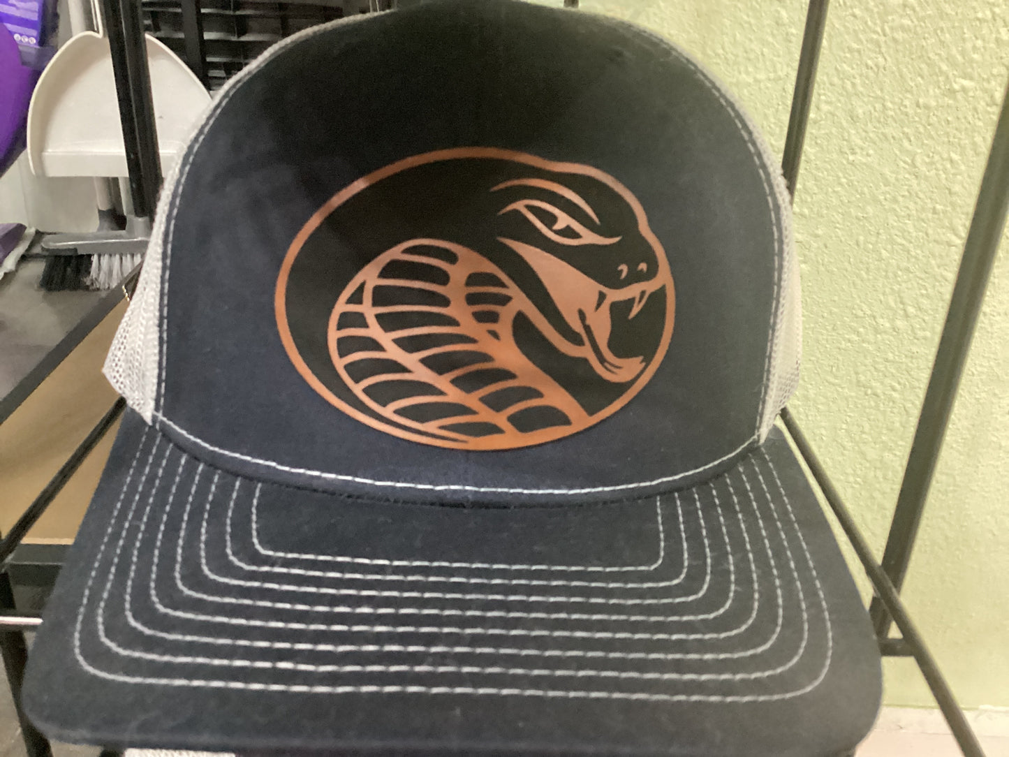 Leather Patch Trucker Hat- O