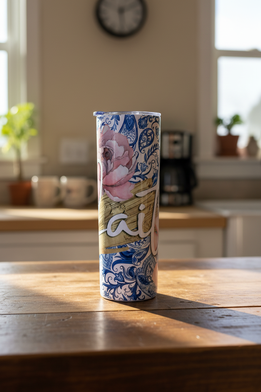 20 oz Tumbler - Faith Pink Flower