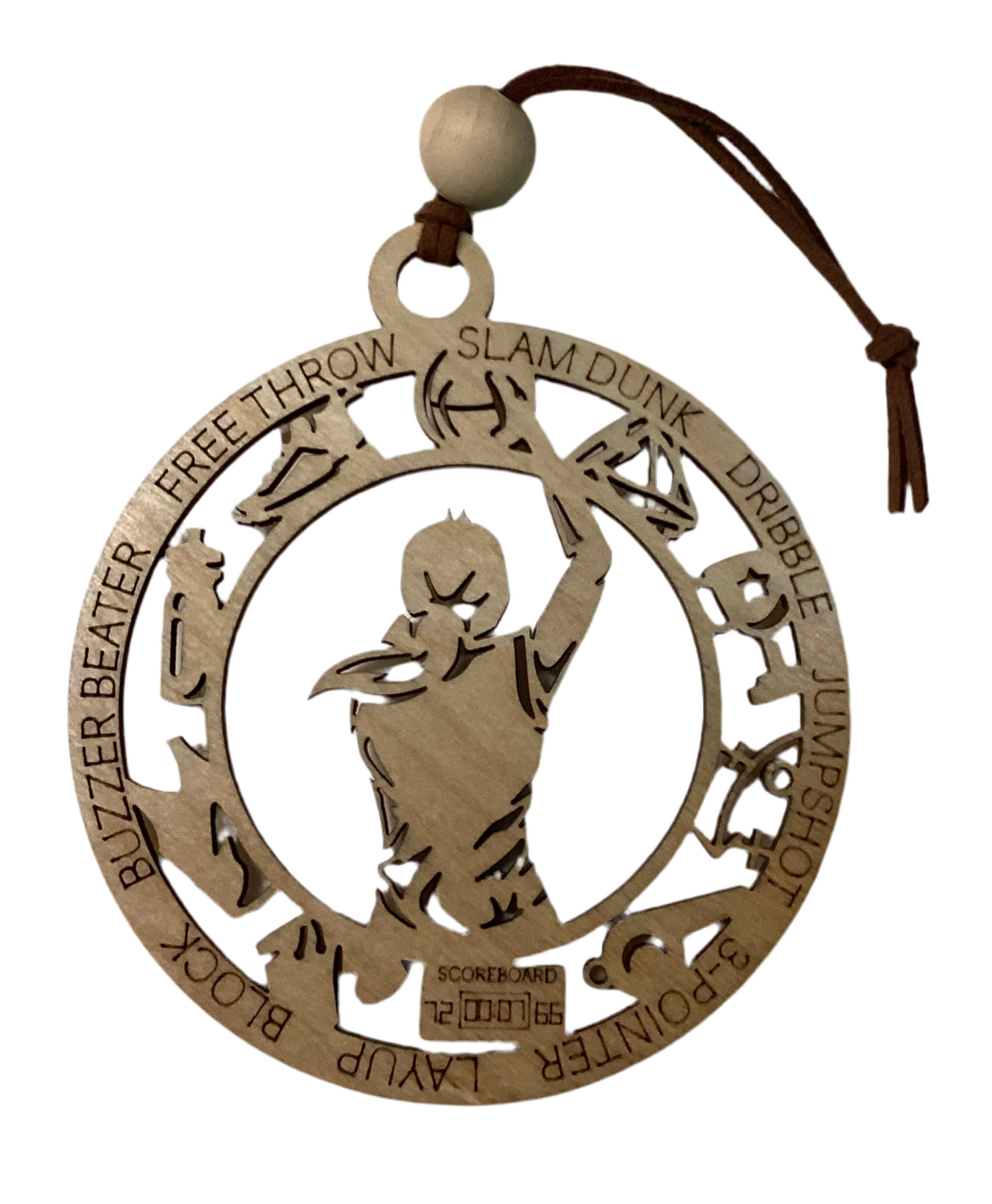 Wood 1 Layer Ornament - Basketball girl
