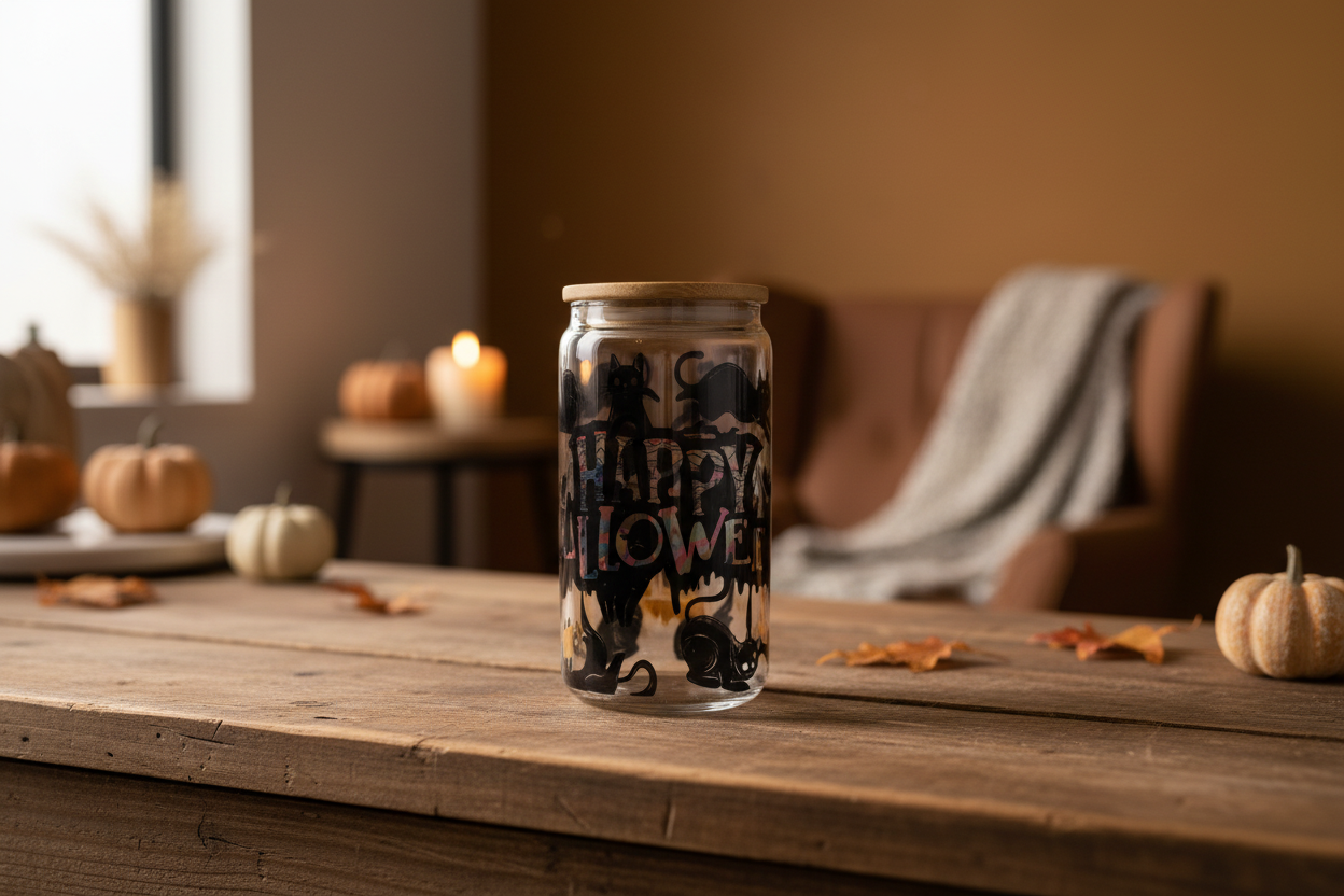 16 oz Glass Cup - Happy Halloween