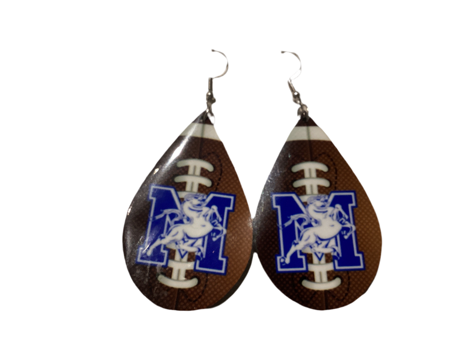 Large Sublimated Earrings - Football Teardrop - Morris Stallions