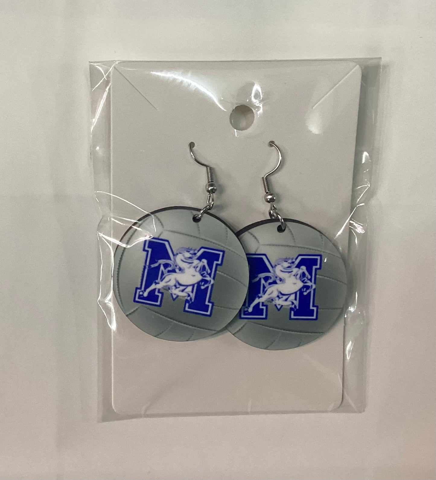 Round Sublimated Volleyball Earrings- Morris Stallions