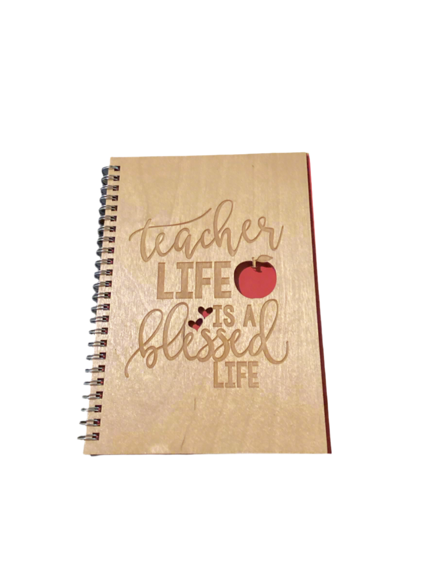 A Teacher Life is a Blessed Life Wood Notebook