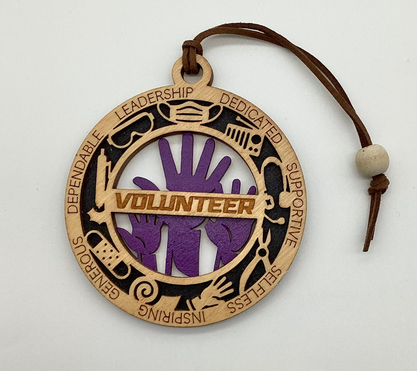 Wood 2 Layer Ornament - Volunteer
