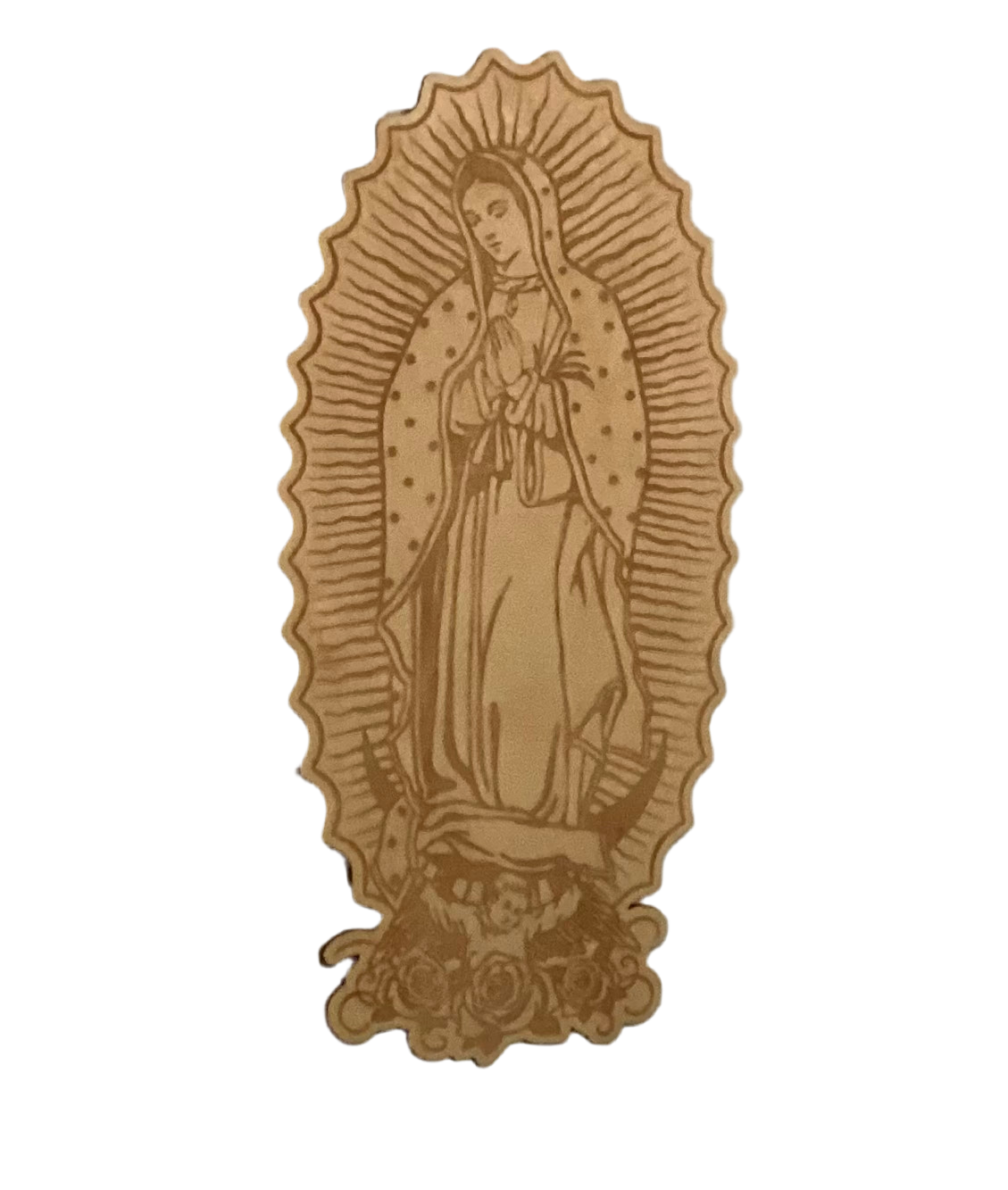 Virgin Mary wood plaque