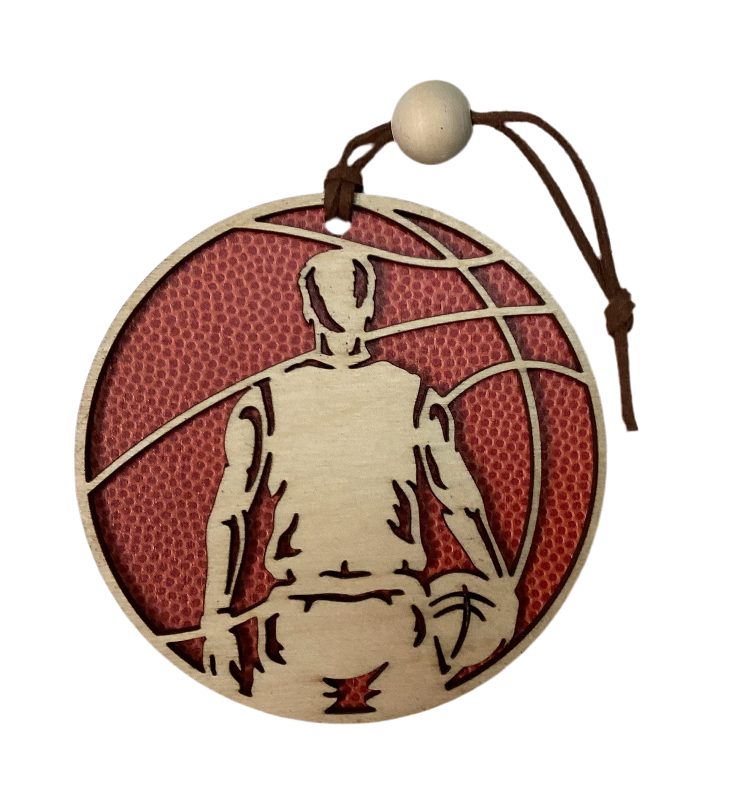 Wood 2 layer ornament- Basketball