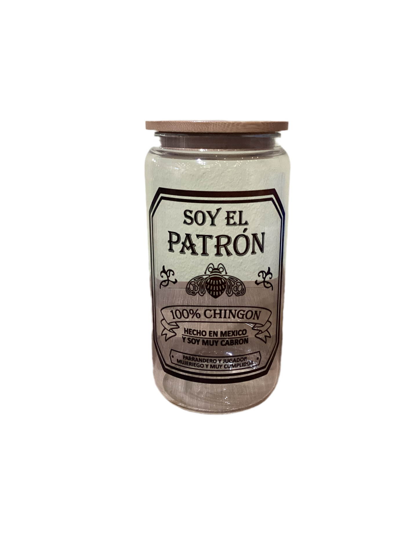 16 oz Glass Cup Clear - Soy El Patron