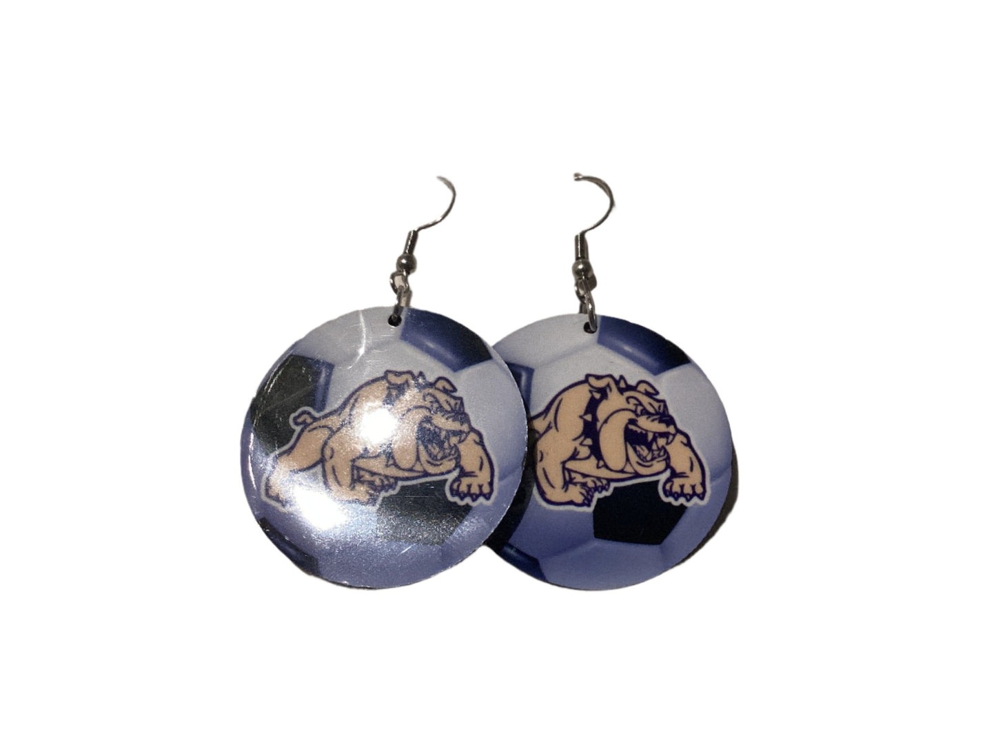 Round Sublimated Earrings Soccer - McHi Bulldogs