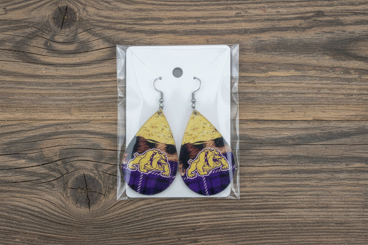 Earrings- Teardrop - McHi Bulldogs Plaid