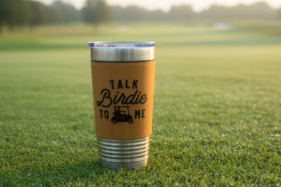 Leather Cup - Stainless Steel - 20 oz Talk Birdie to me