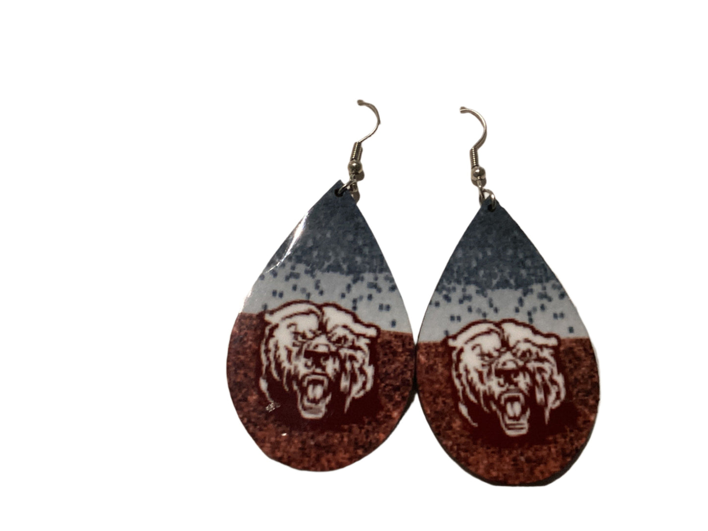 Large Sublimated Teardrop Earrings - PSJA Bears ombré