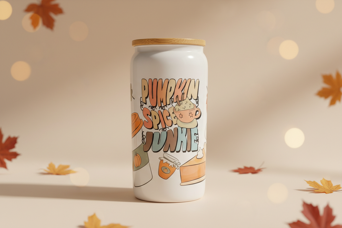 16 oz Glitter Cup - Pumpkin Spice Junkie