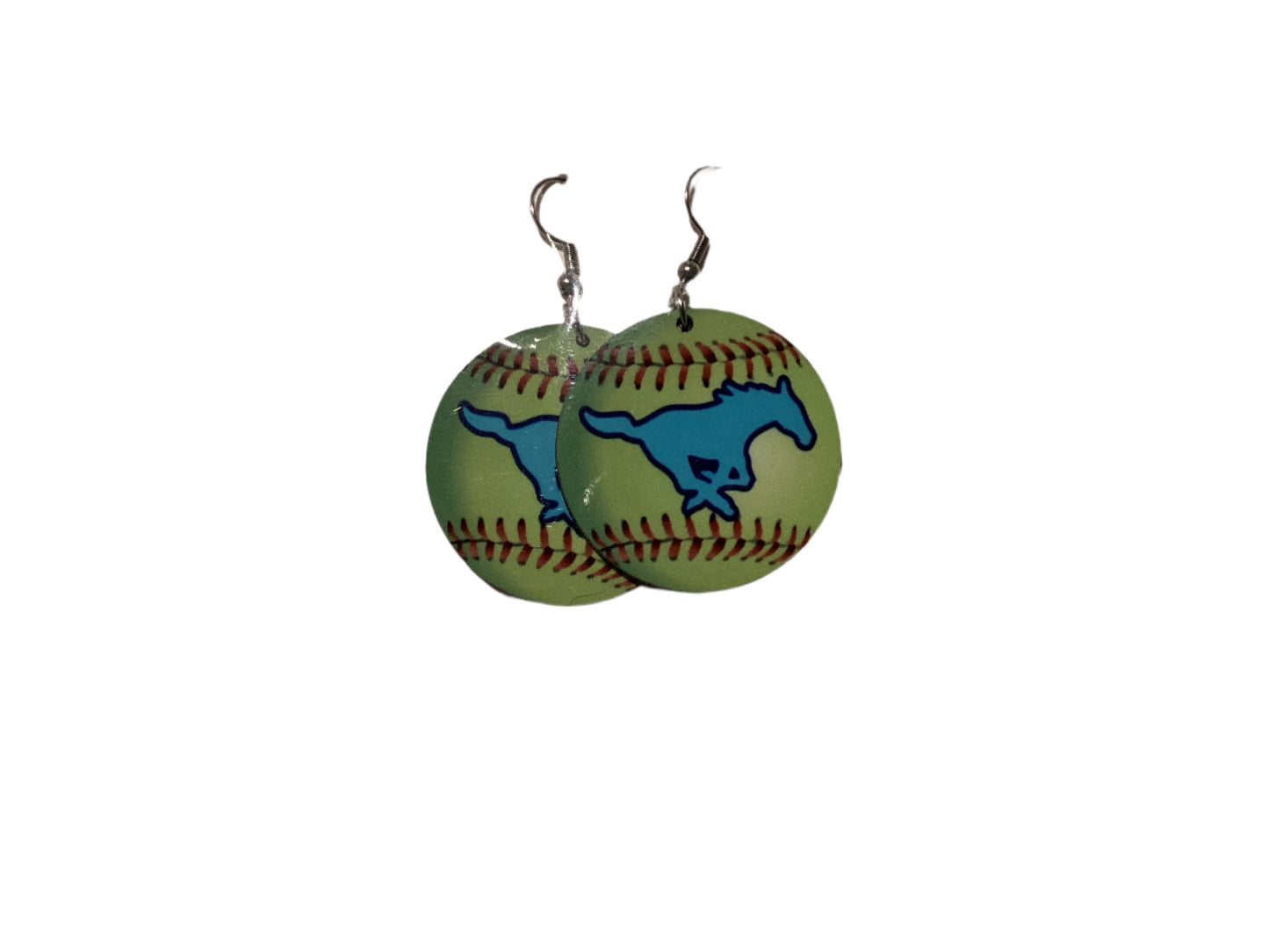 Round sublimated earrings - Softball - Memorial Mustangs