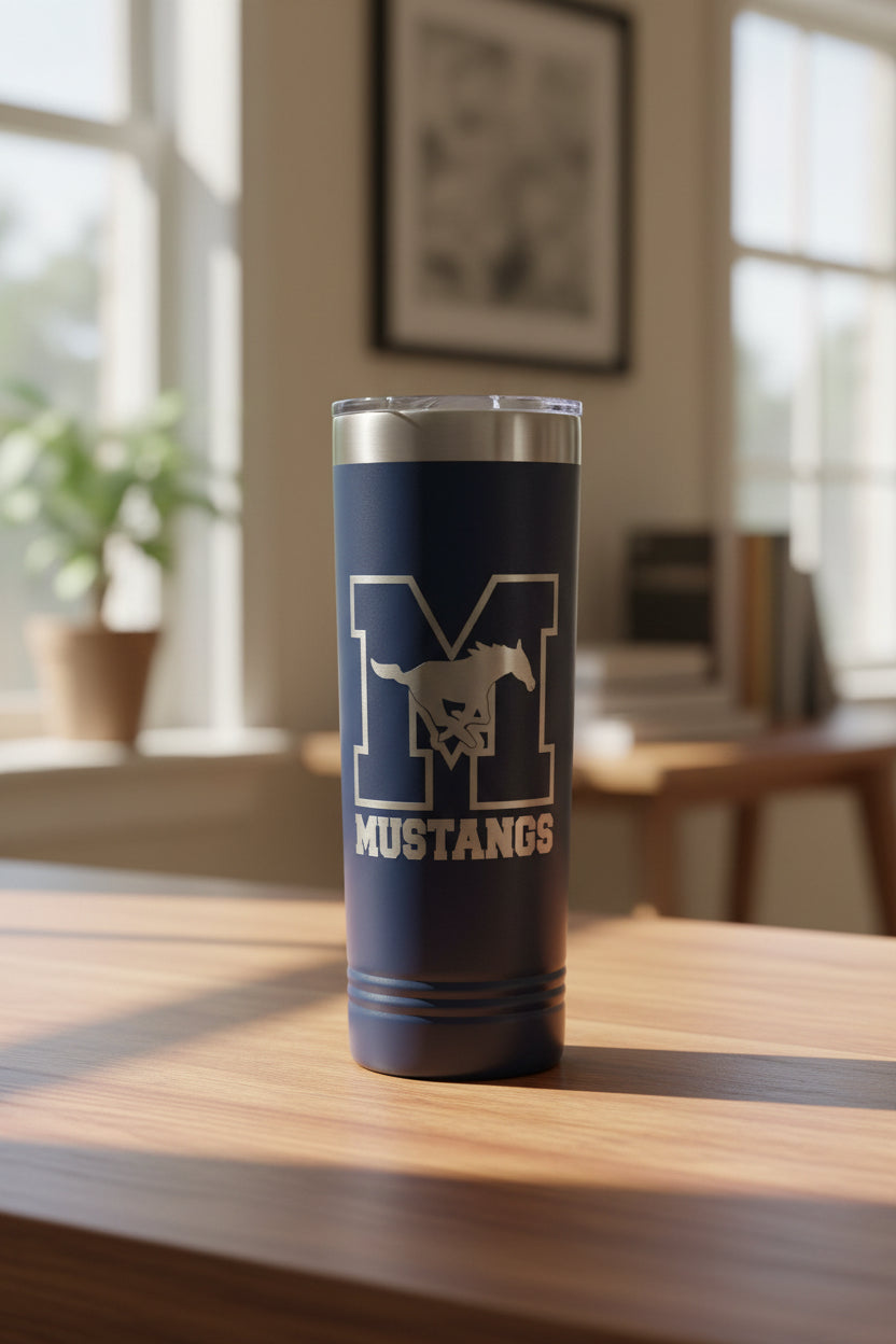22 oz Skinny Tumbler - Mustangs M