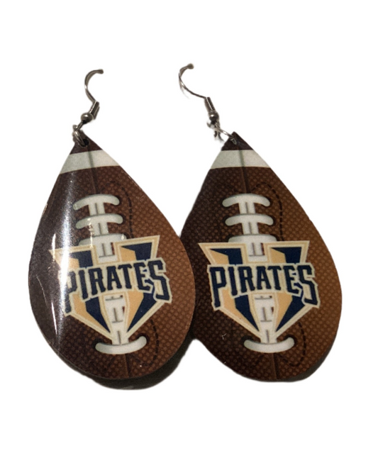 Large Sublimated Earrings - Football Teardrop - Hidalgo Pirates