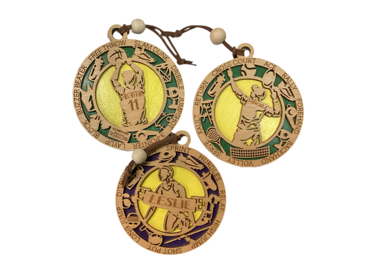 Ornament Wood 2 layer - Custom sport with name