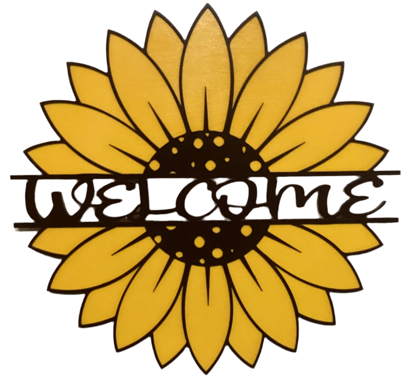 Welcome sunflower 16 in round circular wood sign