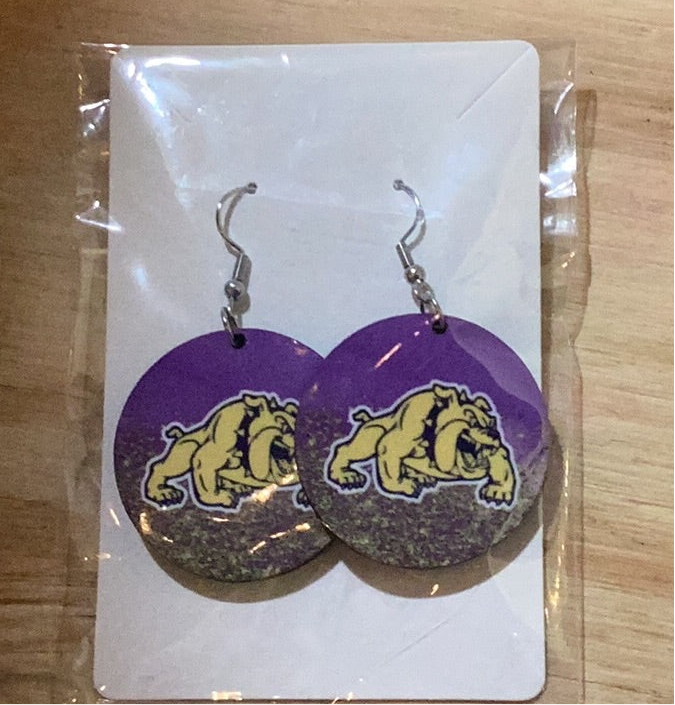 Round Sublimated Bulldog Earrings