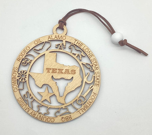 Wood 1 Layer Ornament - Texas