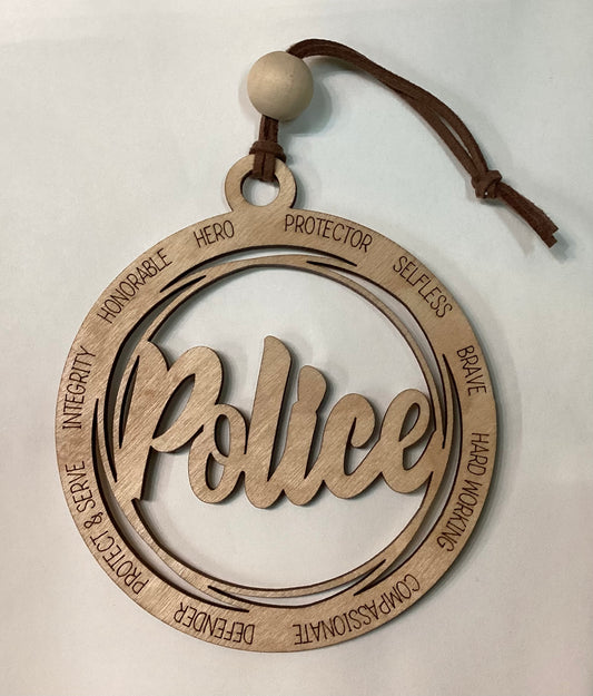 Wood 1 Layer Ornament - Police