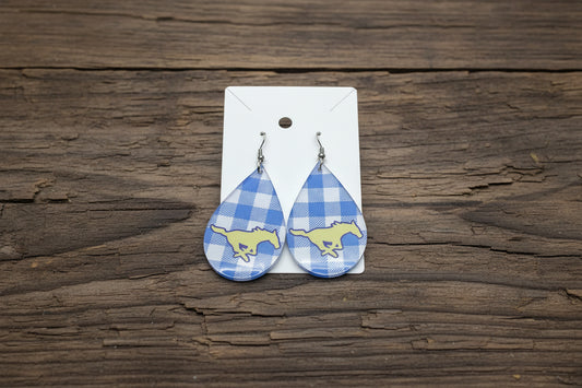 Earrings - Teardrop - Memorial Mustangs Plaid