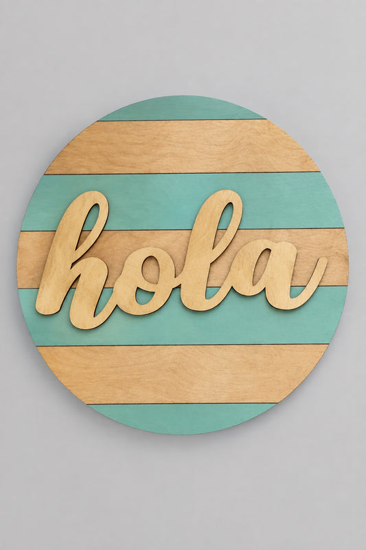 Door Hanger - Hola - Aqua & Stain
