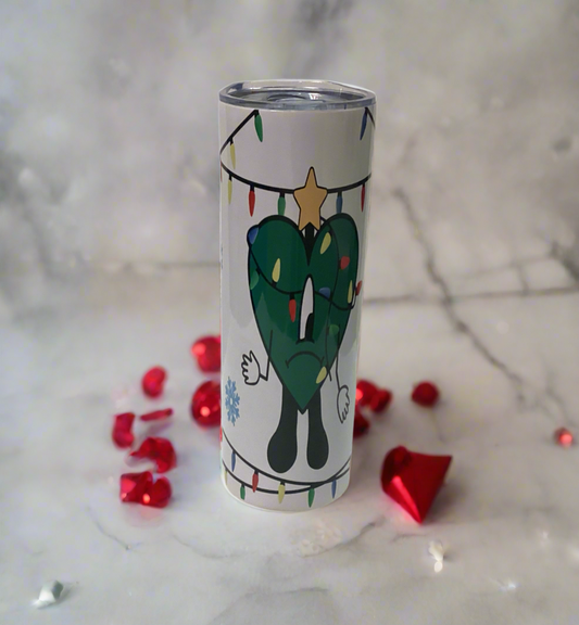 20 oz Tumbler - Bad Bunny heart Xmas