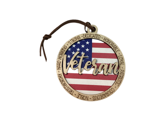 Wood 2 Layer Ornament - Veteran