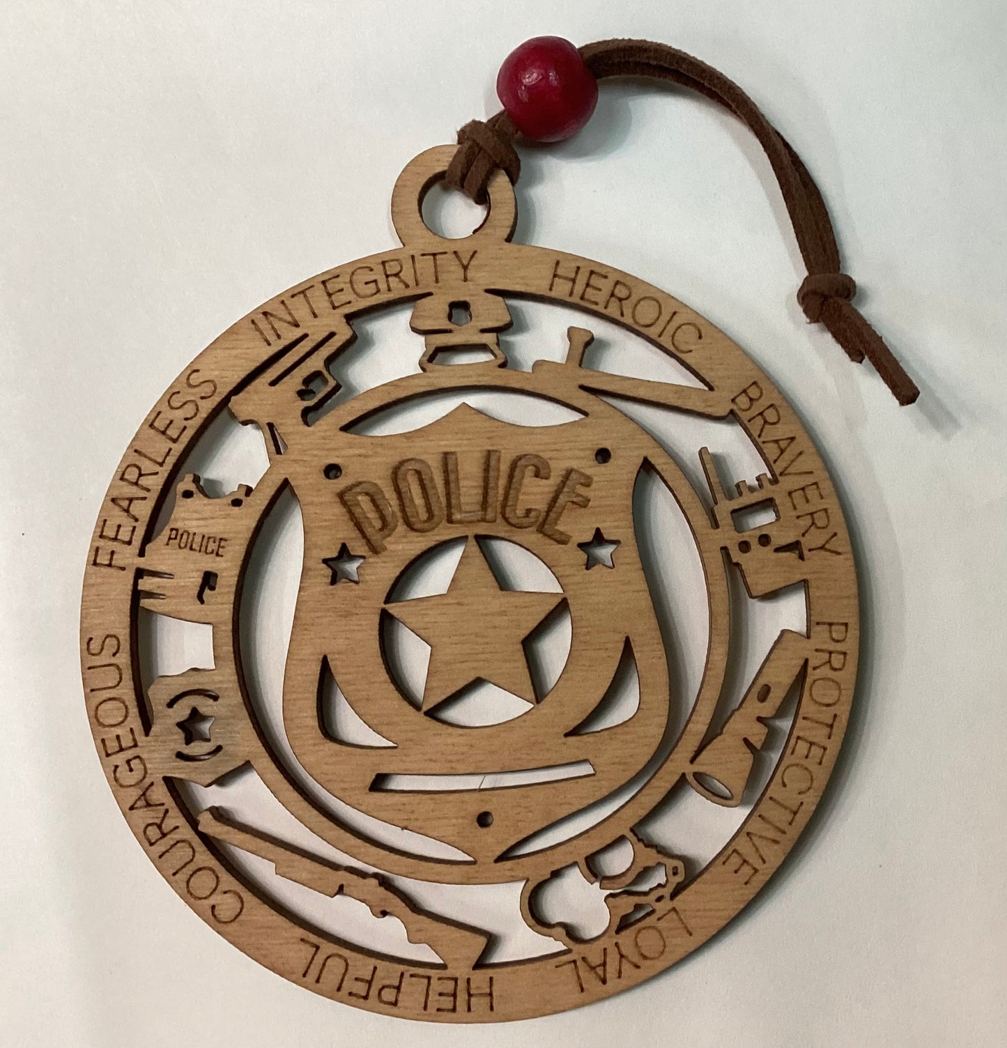 Wood 1 Layer Ornament - Police Badge