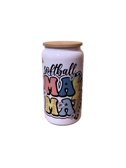 16 oz Stainless Metal Cup - Softball MAMA