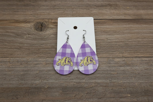 Earrings - Teardrop - Bulldogs Purple Plaid